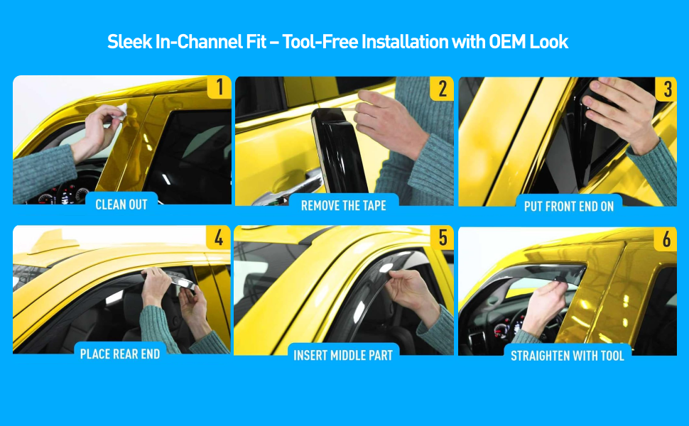 Sun Rain Visors Wind Rain Guards for 2015-2020 Cadillac Escalade