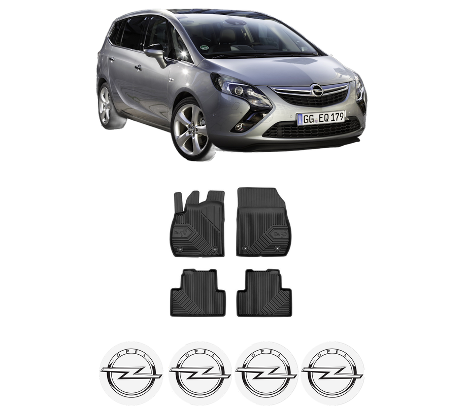 Set covorase presuri OPEL ZAFIRA TOURER C (P12) din 2011-2019, auto, din cauciuc thermoplastic, 4 Stickere auto cu OPEL