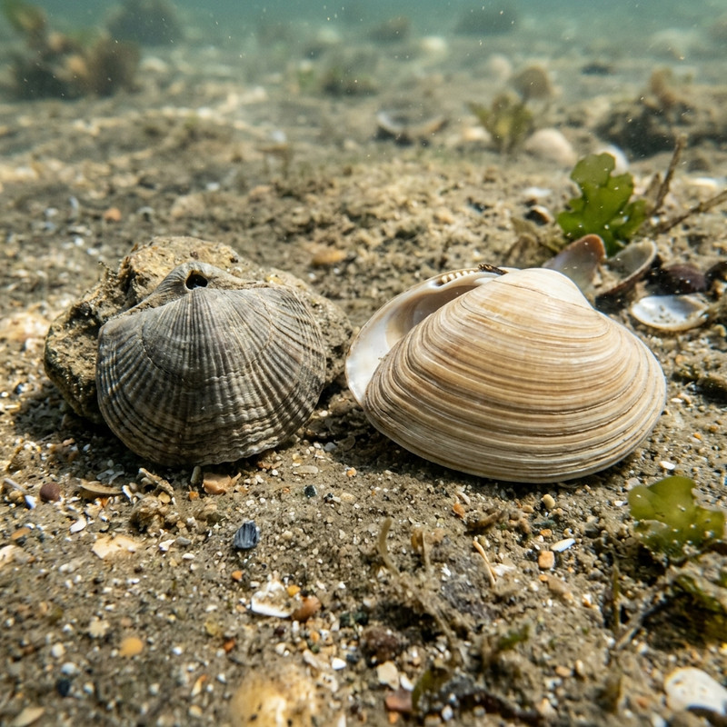 Brachiopod beside a clam shell 202607011506