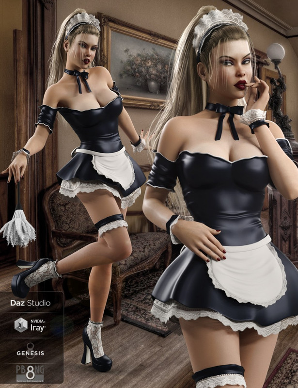French Maid Costume Set for Genesis 8 Female(s)