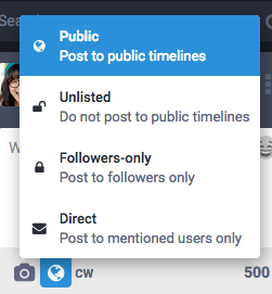 Mastodon's post access settings
