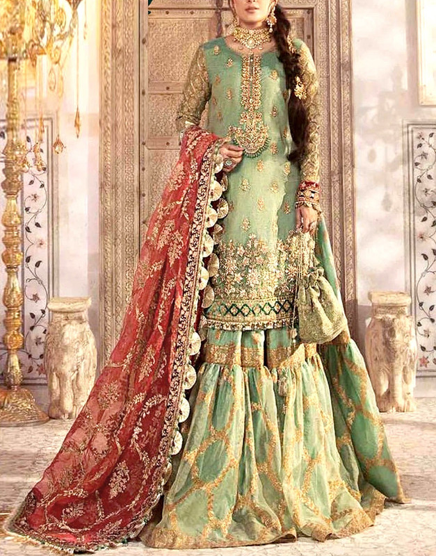 Glamorous Embroidered Masoori Bridal Dress with Embroidered Organza Dupatta 2026