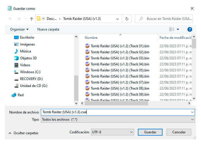 Create cue file for PSX games from multiple audio tracks and convert