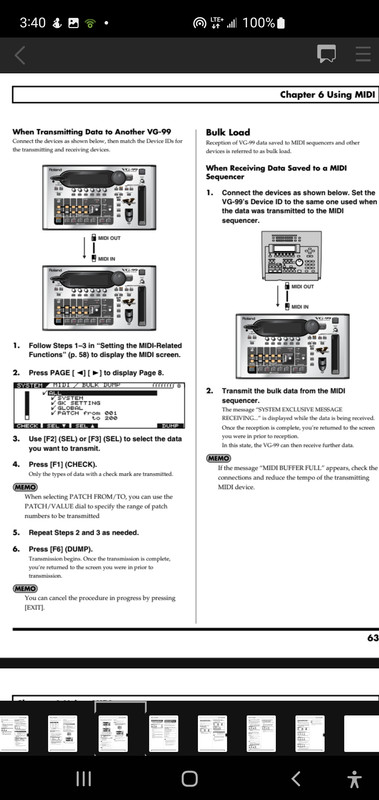 VG-99- Setup Librarian/Editor Midi Setup? Backup Procedure