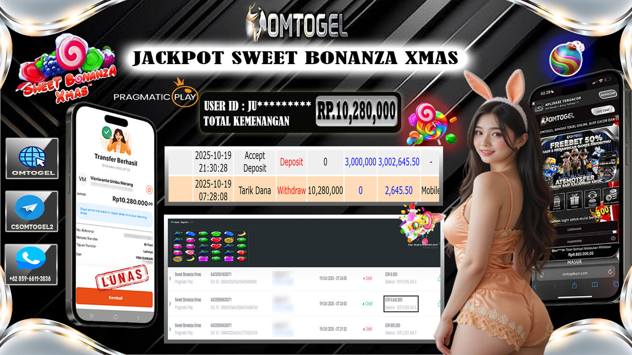 OMTOGEL JACKPOT PRAGMATIC PLAY SWEET BONANZA XMAS 10 JUTA DI BAYAR LUNAS ,-