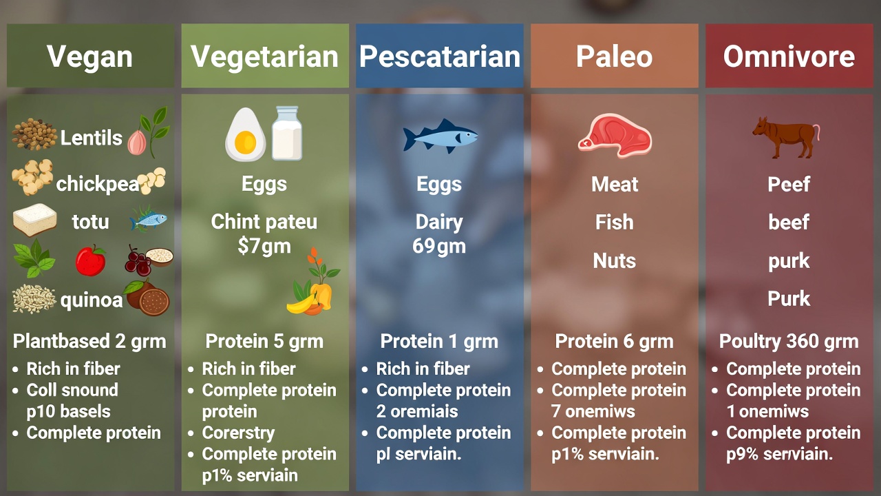 Infographic comparing protein sources for different diets.