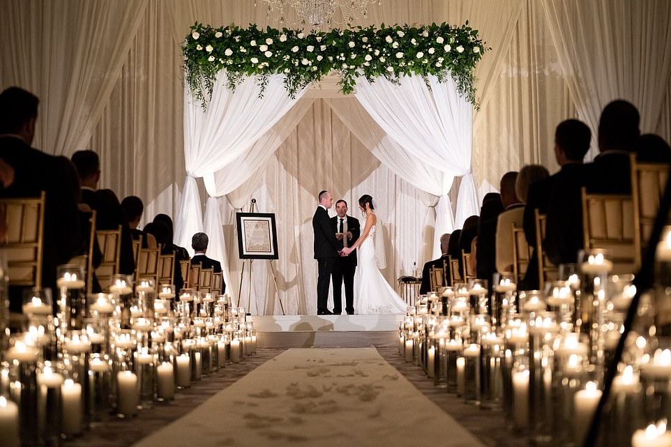 Katie Waldman during her wedding with Stephen Miller