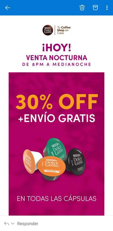 Dolce Gusto: Venta nocturna 30% de descuento + envío gratis todas las capsulas 
