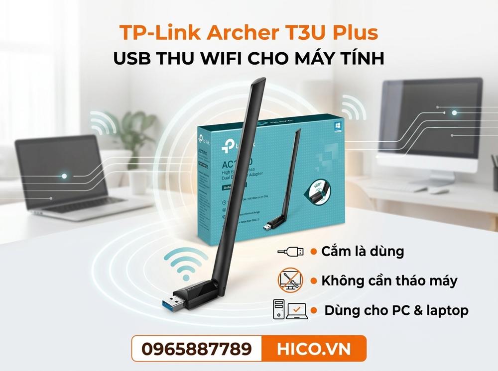 USB Wifi TP-Link Archer T3U Plus băng tần kép AC1300