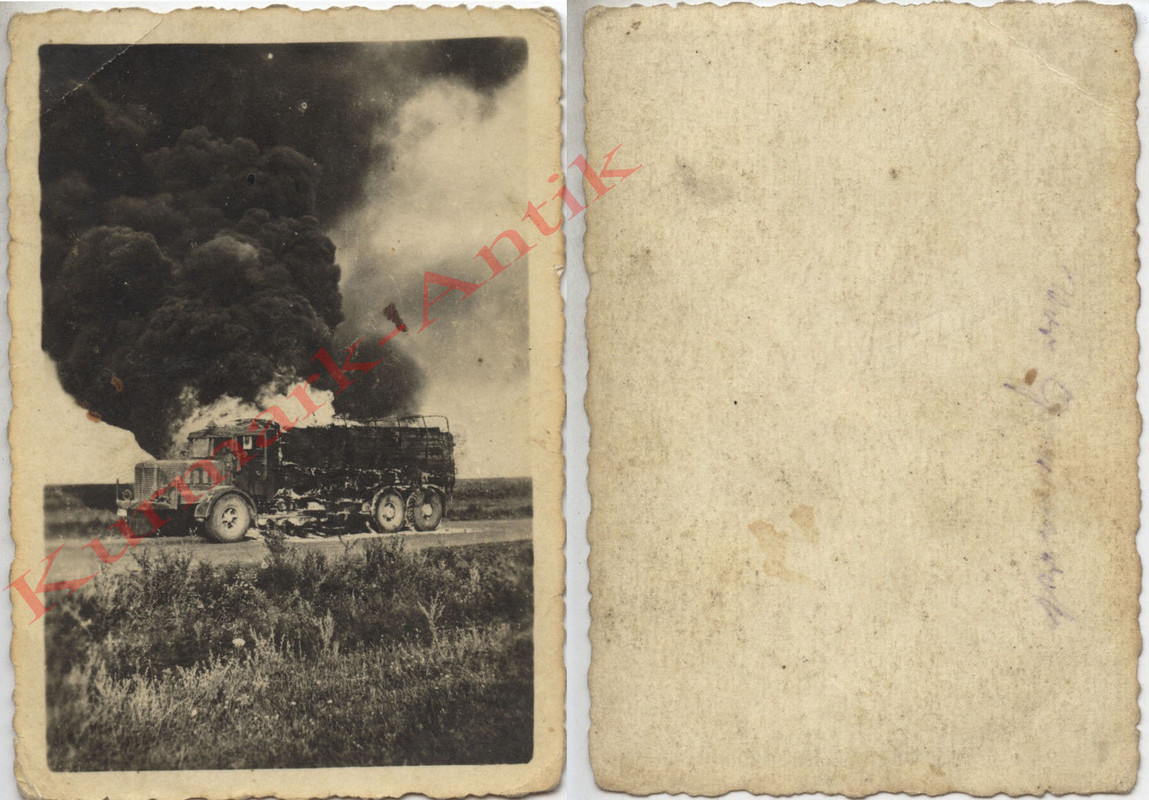 Foto Wehrmacht LKW Beute Skoda Krupp Büssing Tan