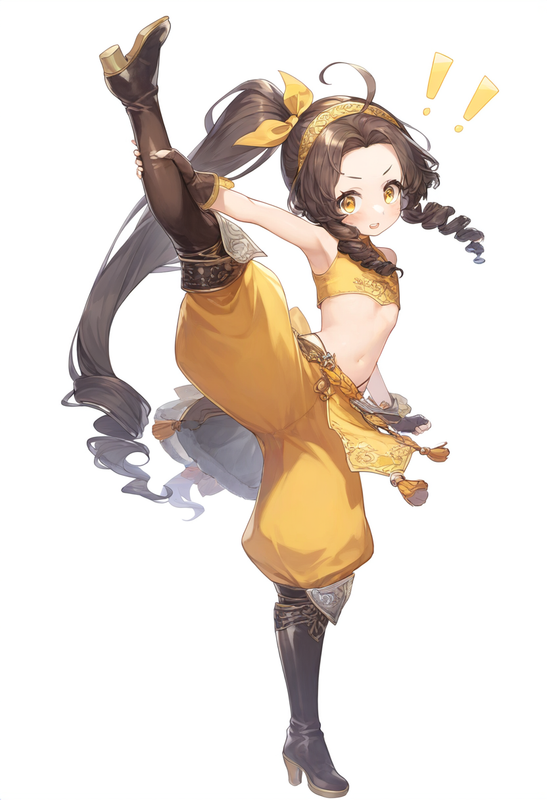 1girl, yellow eyes, long hair, split ponytail, ringlets, flat chest, forehead, h s-2153353244
