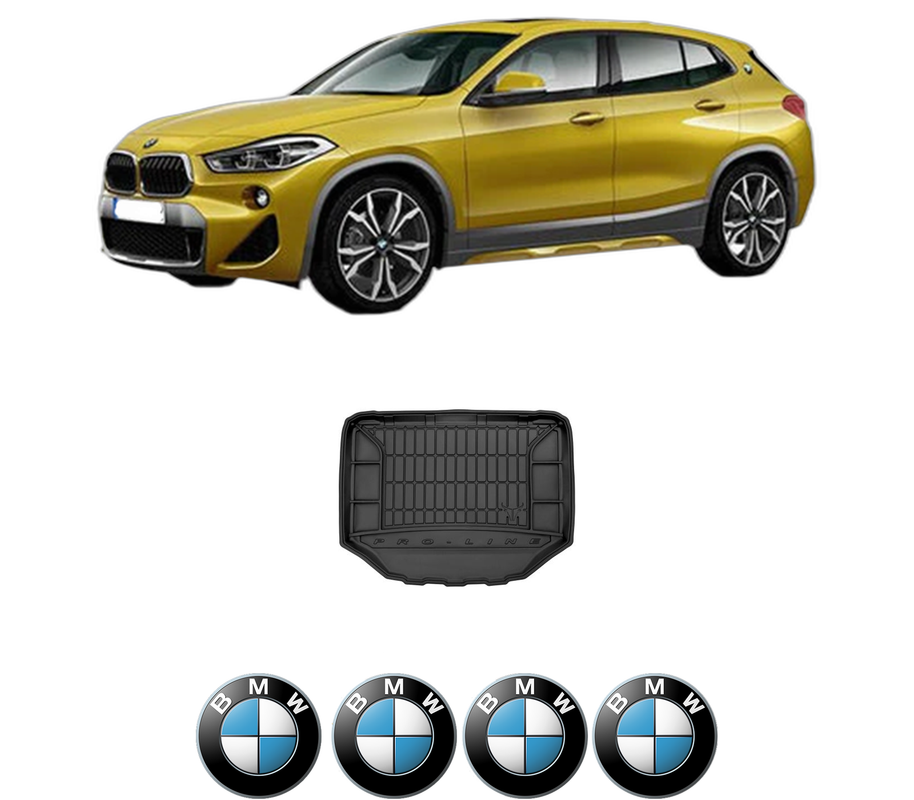 Tavita Portbagaj BMW Seria X2 (F39) din 2017-2023, Protectie Portbagaj Auto, 4x Stickere auto cu BMW