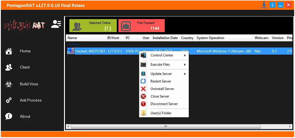Pentagon RAT for Windows