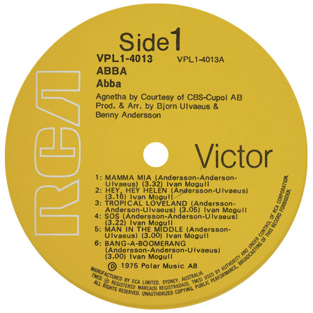 ABBA self titled label 1