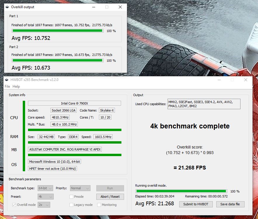 Hwbot X265 Spectre on