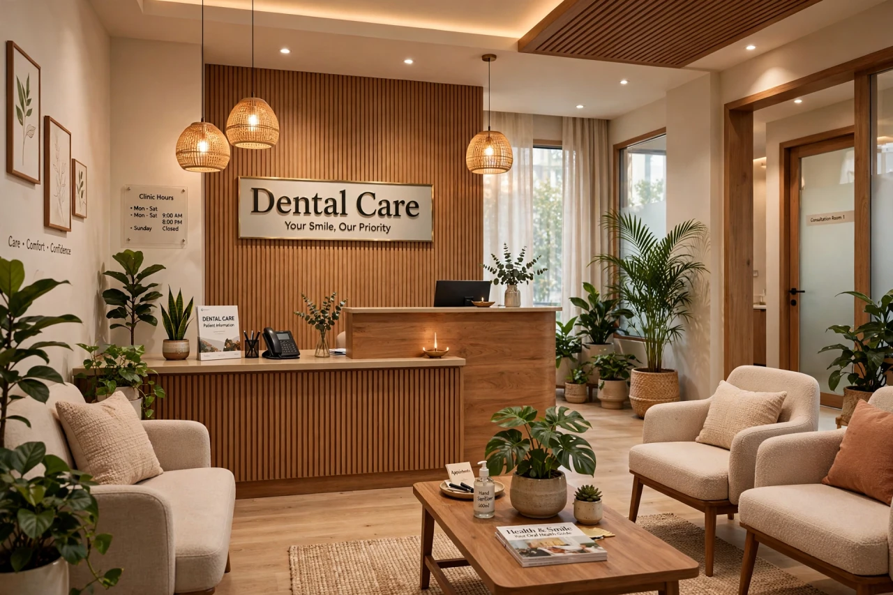 Reception area, best dental clinic in Samta Colony, Raipur