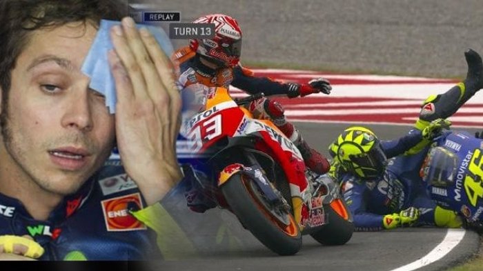 Valentino Rossi dijatuhkan Marc Marquez pada MotoGP Argentina 
