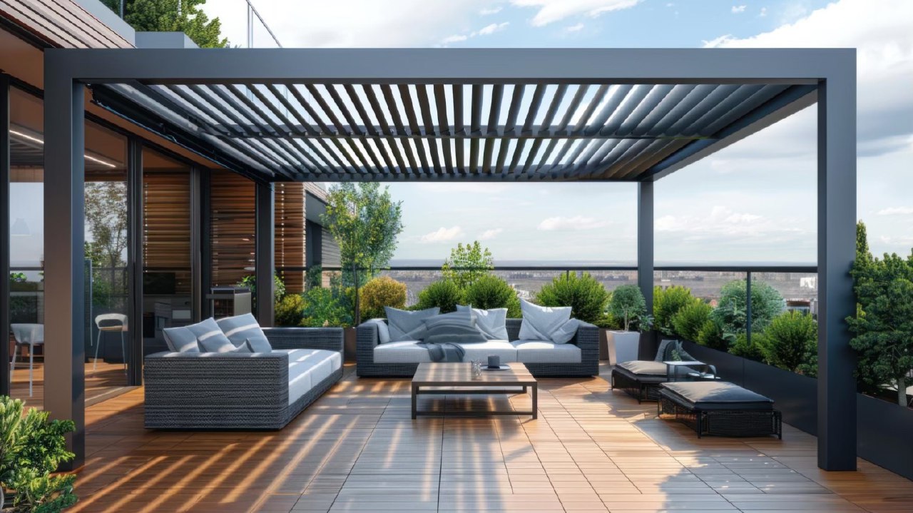 برجولة مع سقف مائل