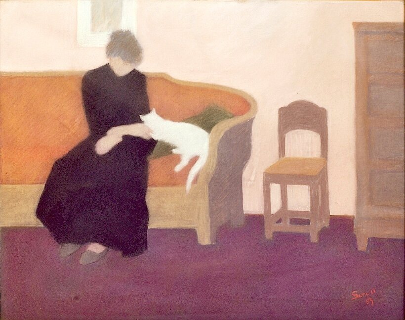 Greta-Gerell-Woman-and-Cat-in-Sofa