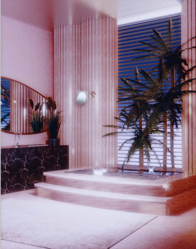 3D artwork inspired by a 1990s lounge