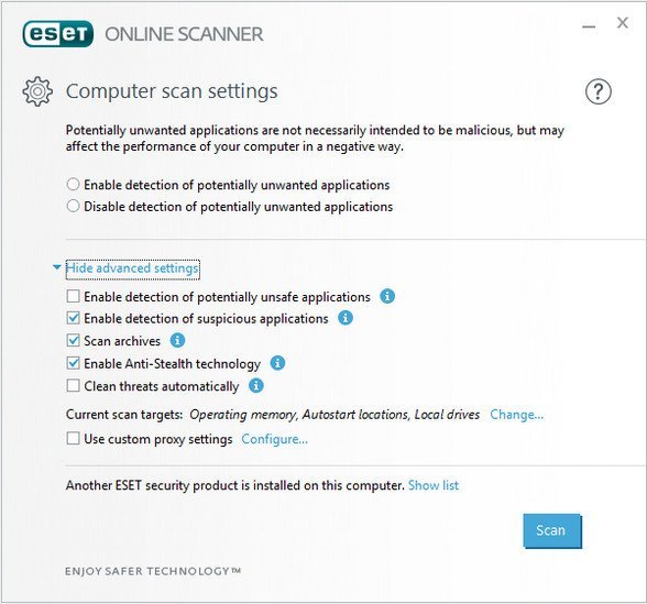 ESET Online Scanner 3.5.5