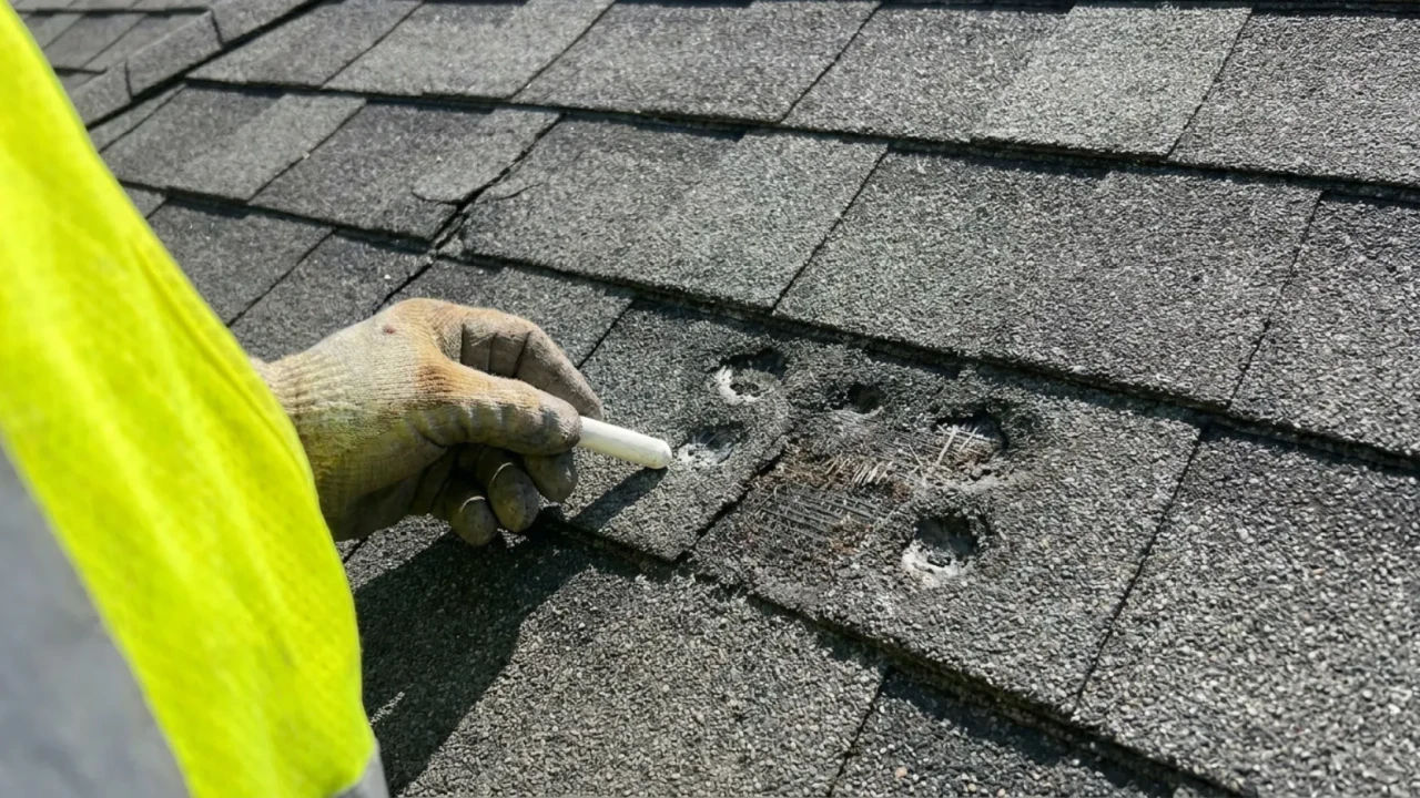 Roof hail damage inspection in San Antonio following a Texas storm event