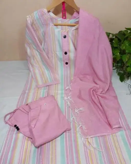 Khadi Cotton Dupatta Set Color 1 (R106)