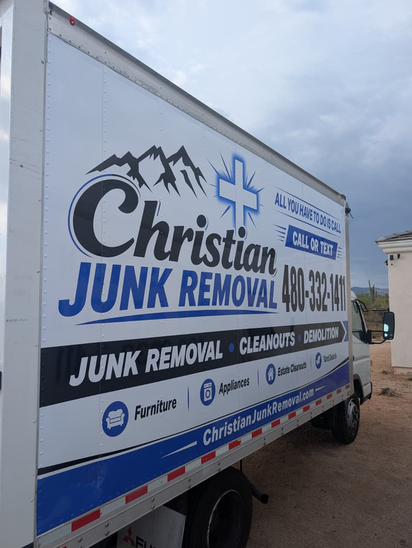 Christian Junk Removal truck for appliance removal in Scottsdale Arizona