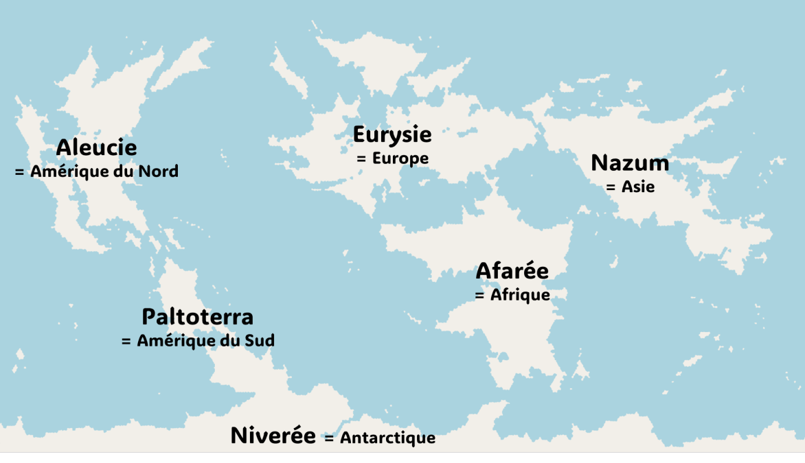 Carte des continents et de leurs équivalents HRP Carte des continents et de leurs équivalents HRP