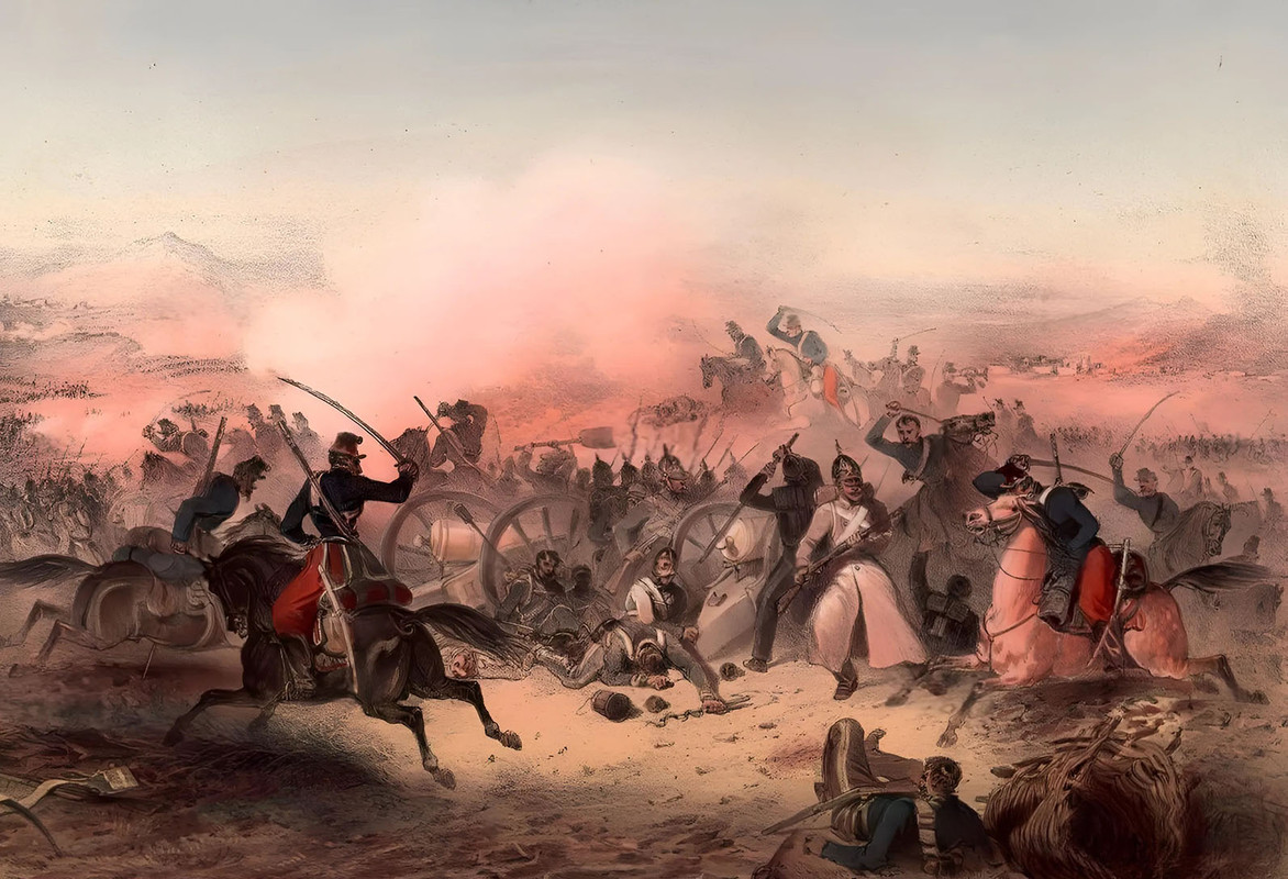 Crimea,Balaclava,cazadores franceses cargando contra la infanteria rusa