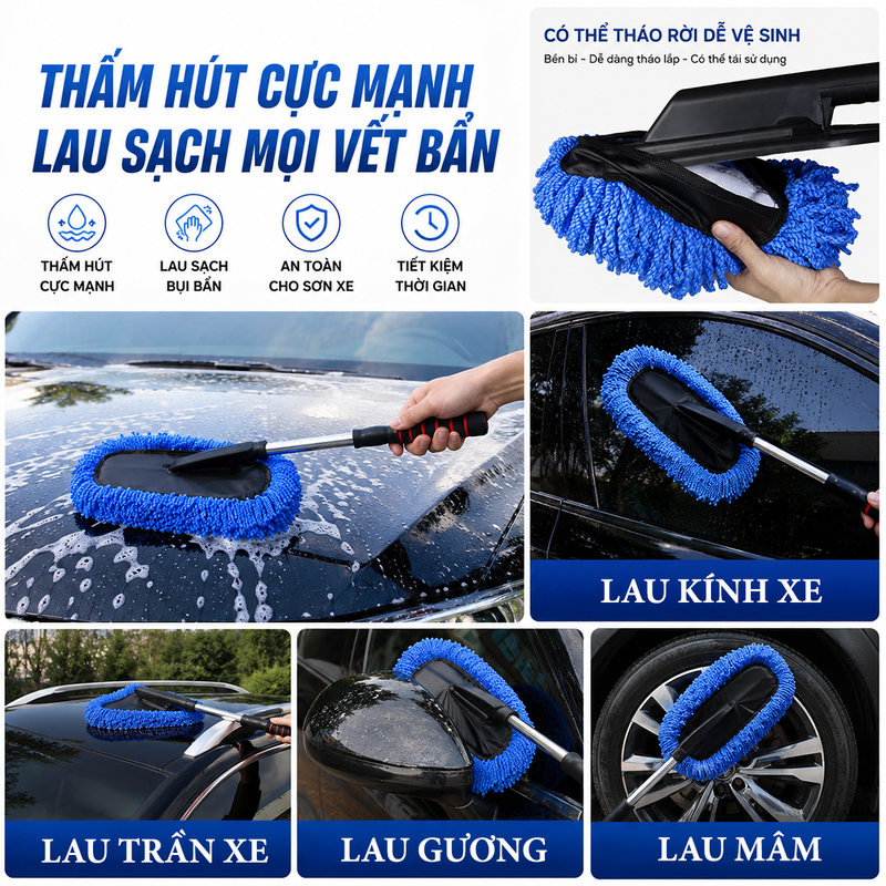 Ứng dụng lau chùi đa năng mọi vị trí