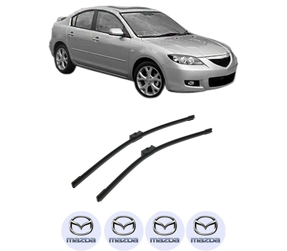 Set stergatoare auto MAZDA 3 Saloon (BK) din 2003-2009, pentru parbriz auto, 2 bucati, Bosch Aerotwin, din cauciuc siliconat rezistent, 4 Stickere Auto MAZDA