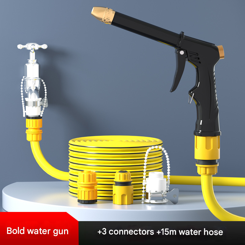 Yellow High-Pressure Car Wash Foam Gun & Hose Set - Adjustable Nozzle for Cleaning, Gardening & Pet Washing(10m)