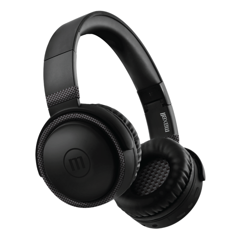 Audífonos inalámbricos Maxell B-52 con su elegante textura de fibra de carbón.