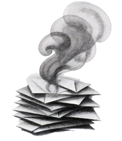 a smoking pile of letters