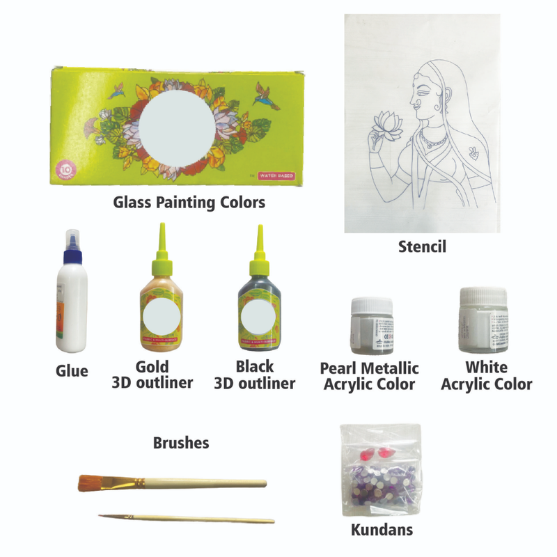Penkraft Meenakari art Radha Side Face  Round MDF DIY Kit 