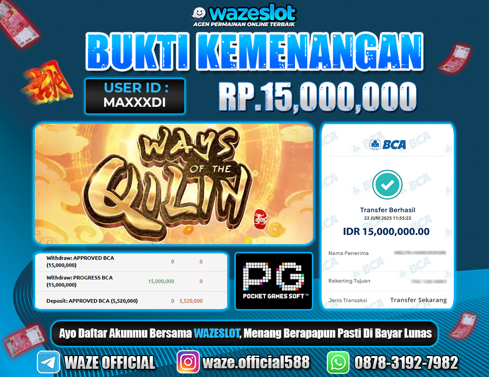 BUKTI KEMENANGAN 22 JUNI 2025 DI GAME WAYS OF THE QILIN