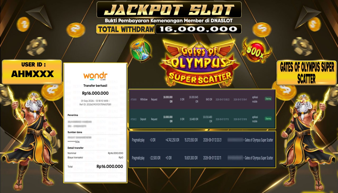 JACKPOT SLOT GATES OF OLYMPUS SUPER SCATTER  01 SEPTEMBER 2026