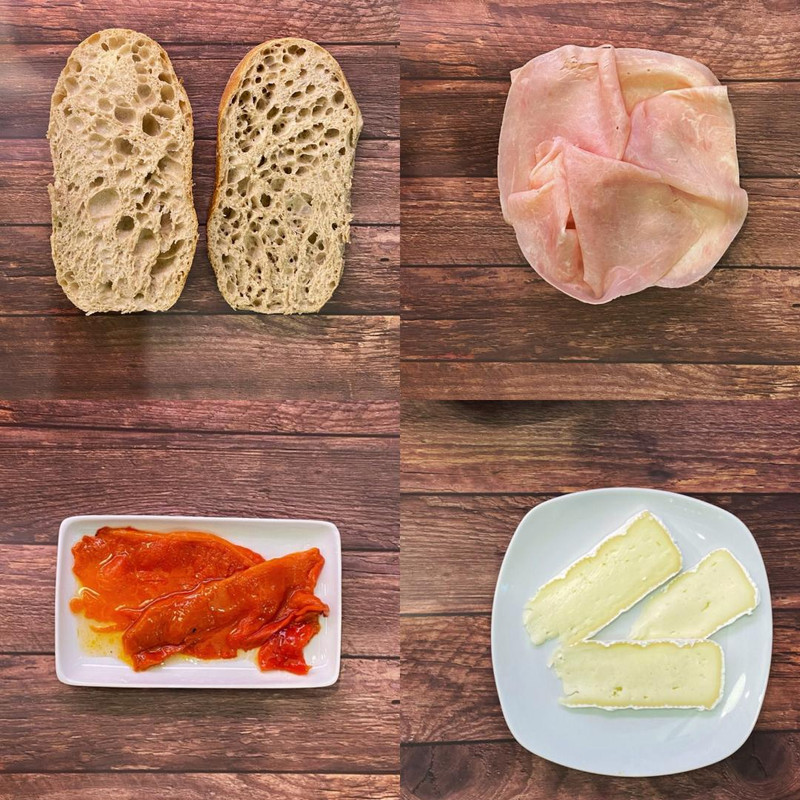 Bocadillo De Cocido, Pimiento Y Brie