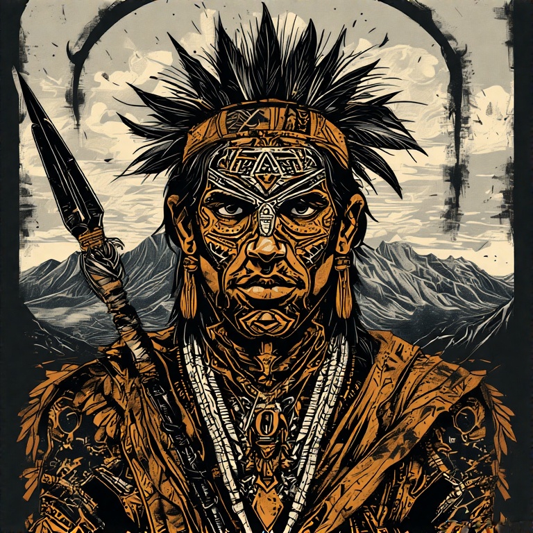 A-tribal-warrior-in-woodcut-st-45