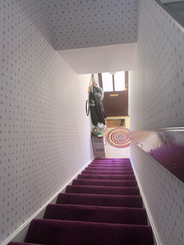 Wallpaper-and-new-carpet-on-stairs-March-2026