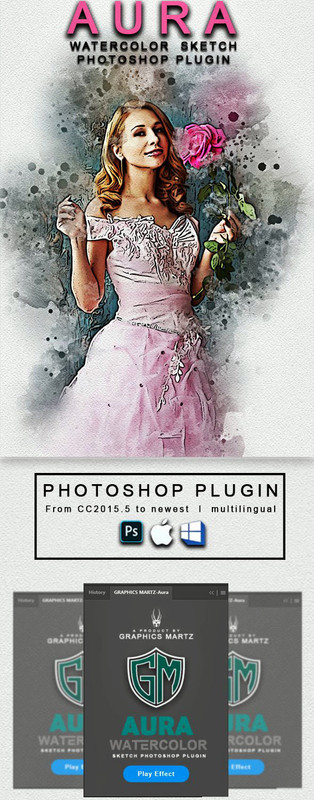 Aura Watercolor Sketch Photoshop Plugin