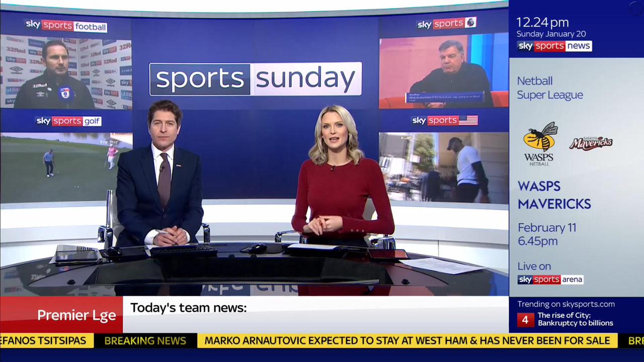20 January - 12.00.00 - Sports Sunday. Stay in touch with the ne