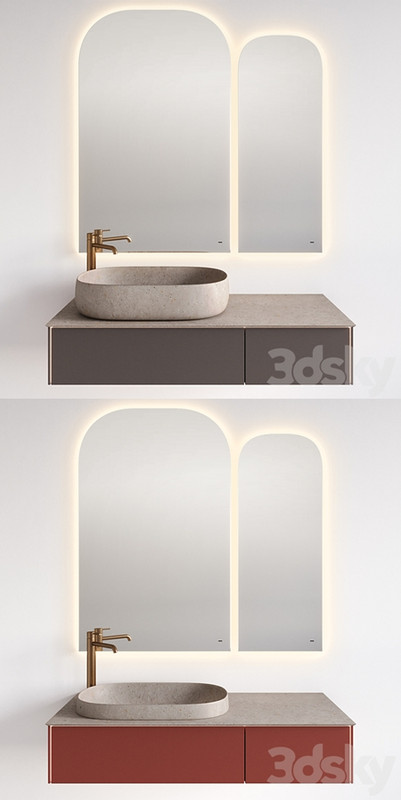 Sink with MAGICA cabinet, VETRATA mirror and ETERNA mixer, Kerama Marazzi