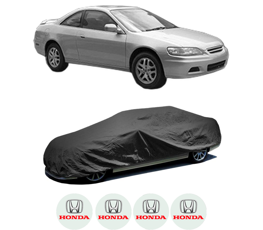 Husa tip prelata auto pentru HONDA ACCORD VI Coupe (CG) din 1998-2003, Culoare Negru, material textil impermeabil, rezistanta la intemperii praf UV, CARPASSION Husa Protectie, 4 Stickere auto cu HONDA