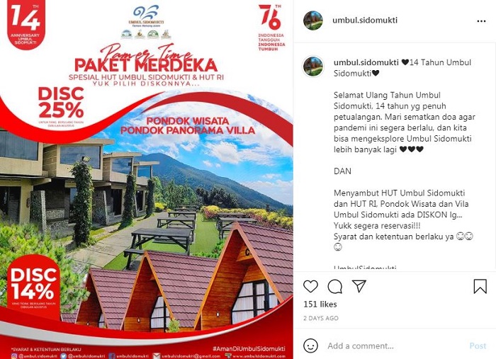 Promo menginap di Umbul Sidomukti.