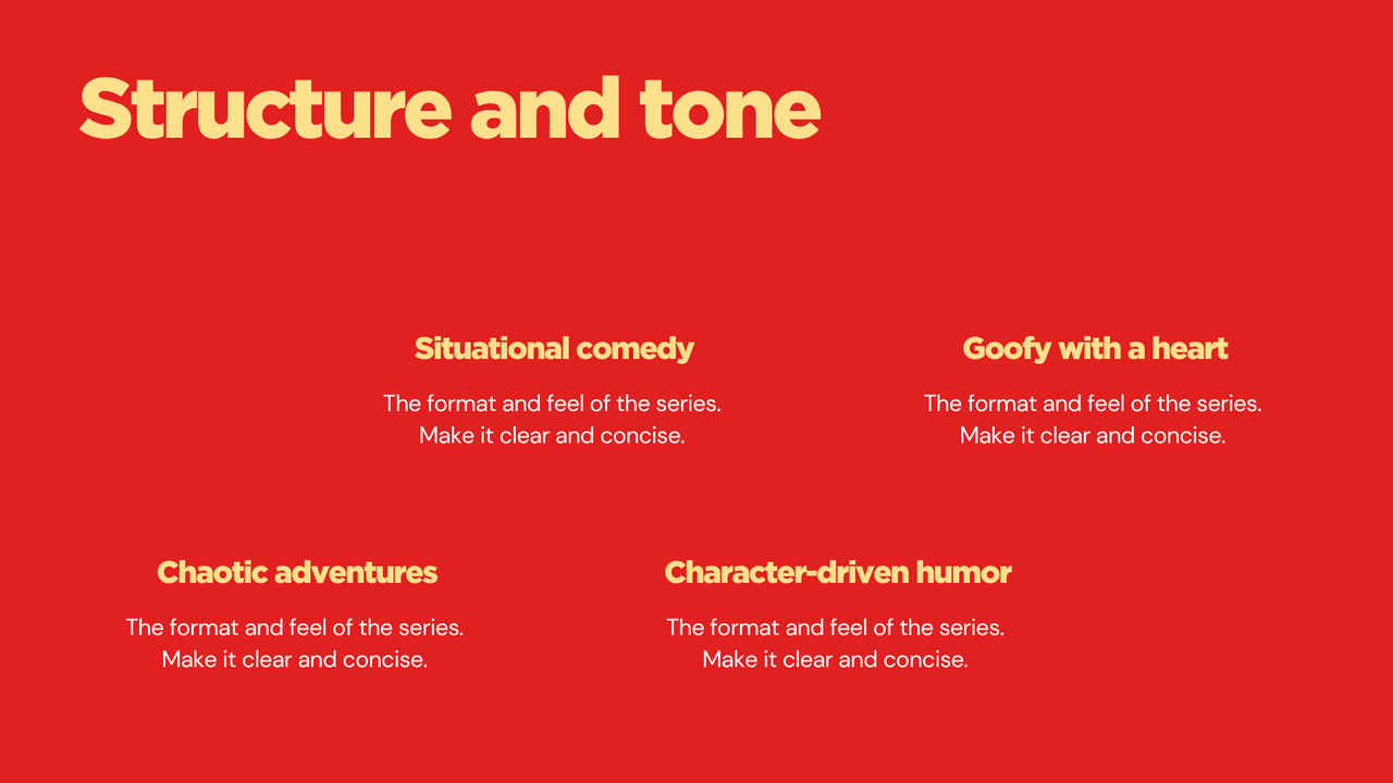 TV and Film Series Bible Presentation in Red Yellow Bold Typographic Style