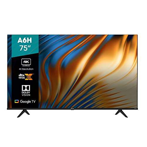 Amazon: Hisense Pantalla 75 4K Smart TV LED 75A6H Google TV (2022) 