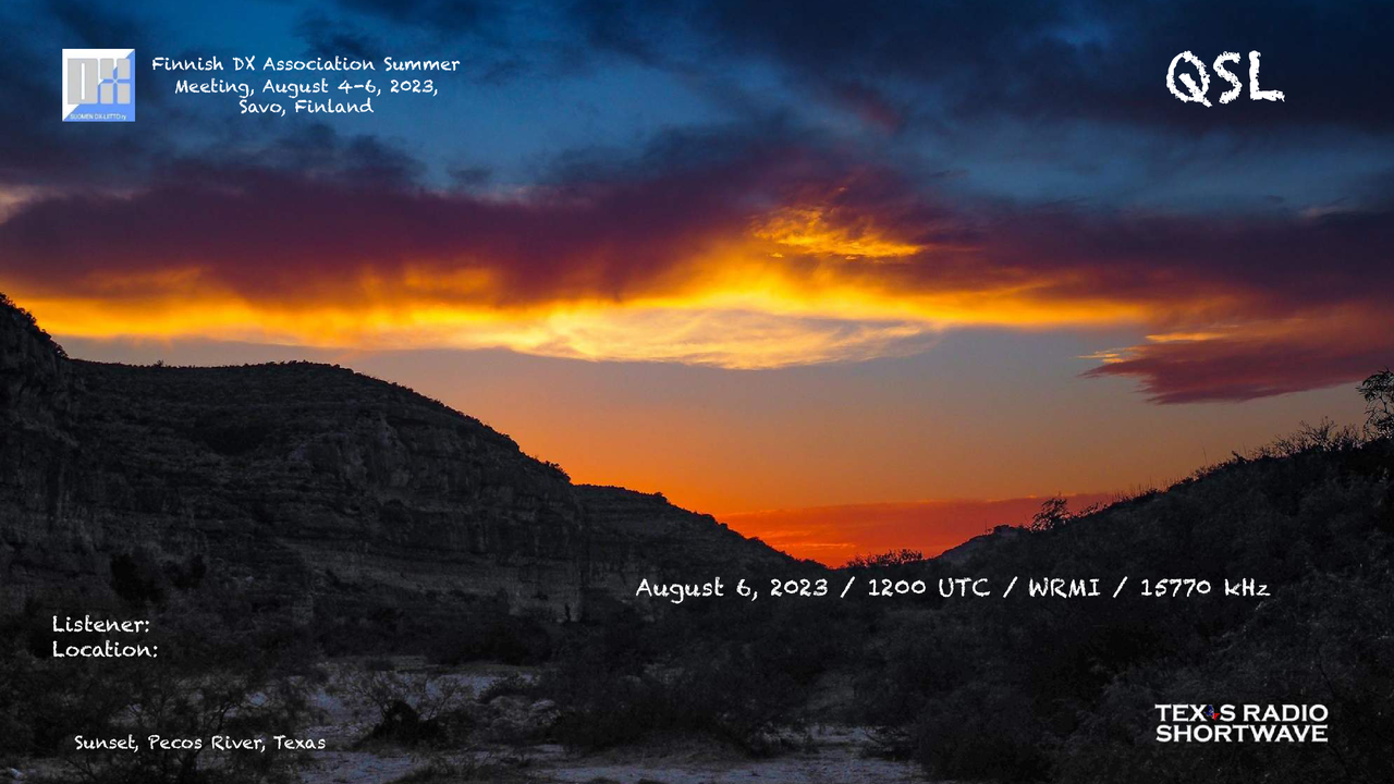 Copyright © 2022-2023. Texas Radio Shortwave. All Rights Reserved. 2023 August Pecos River Sunset (1