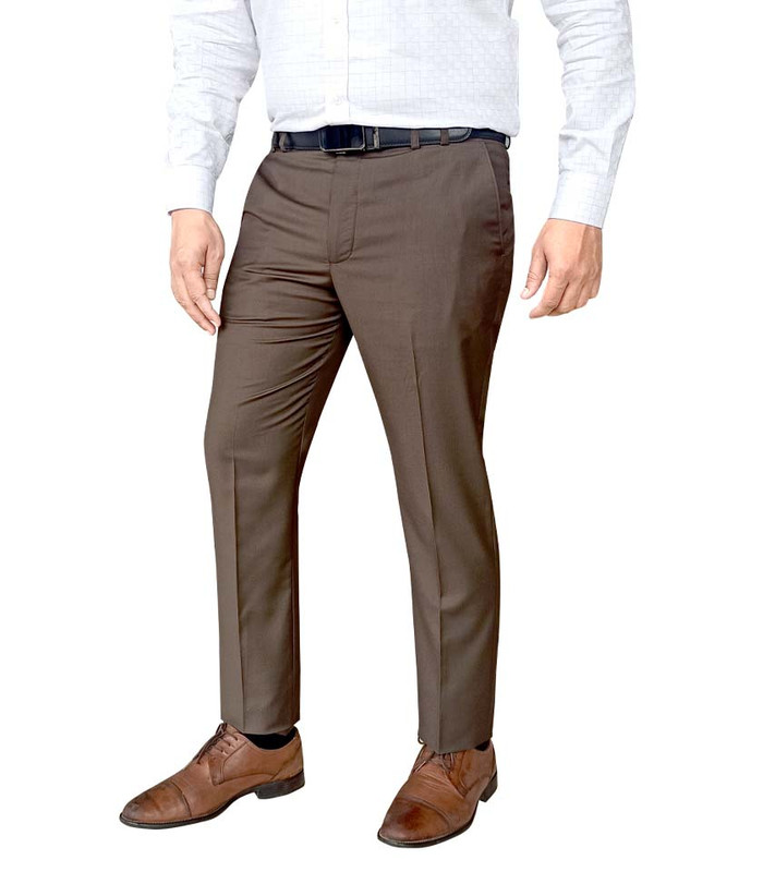 Formal Slim Fit Plain Front Cross Pocket Trouser Color: 850 (1.CHOCOLATE)